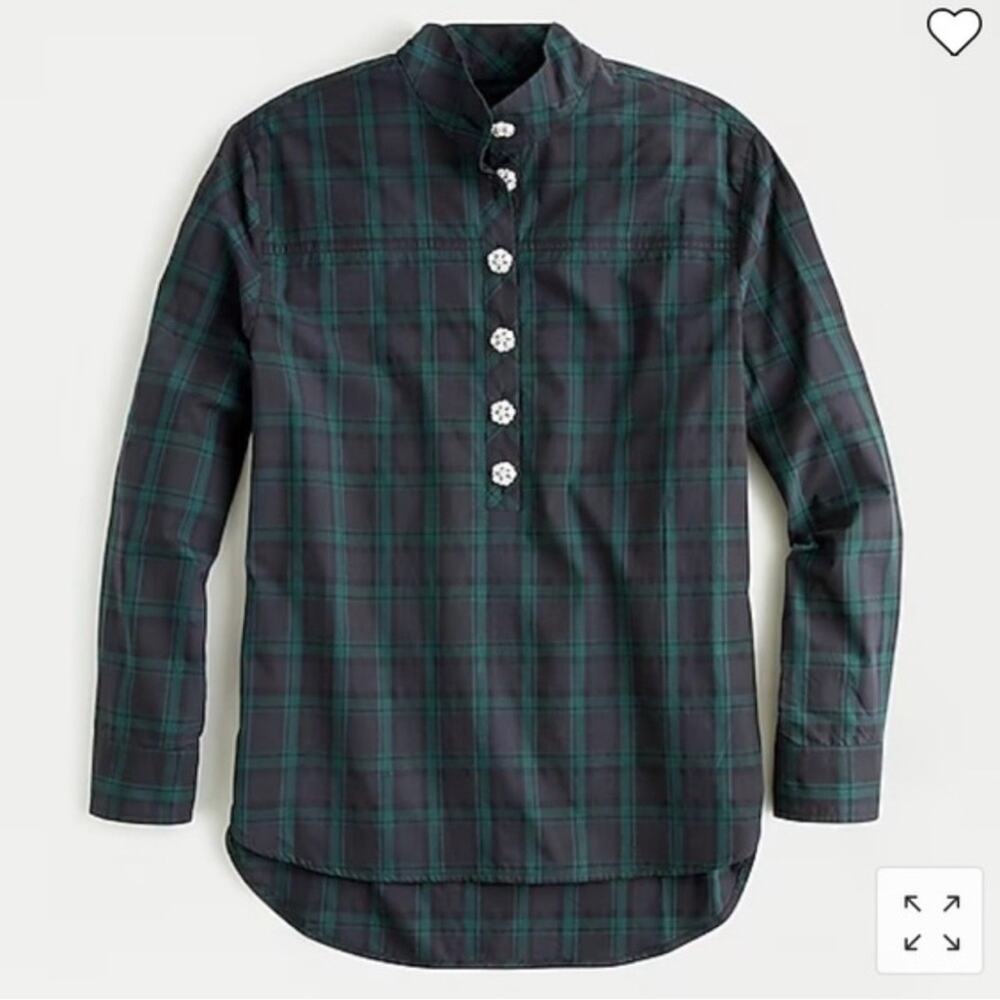 J. Crew Popover Tunic in Black Watch Tartan Size 00 / Christmas Plaid Preppy